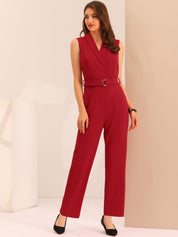 Luvessa – Women’s Sleeveless Belted Office Jumpsuit