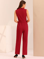 Luvessa – Women’s Sleeveless Belted Office Jumpsuit
