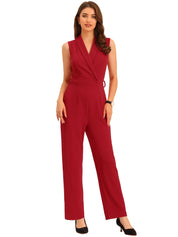 Luvessa – Women’s Sleeveless Belted Office Jumpsuit