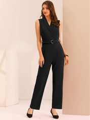 Luvessa – Women’s Sleeveless Belted Office Jumpsuit