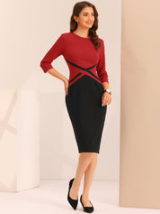 Montriva – Women’s Contrast Panel Office Sheath Dress