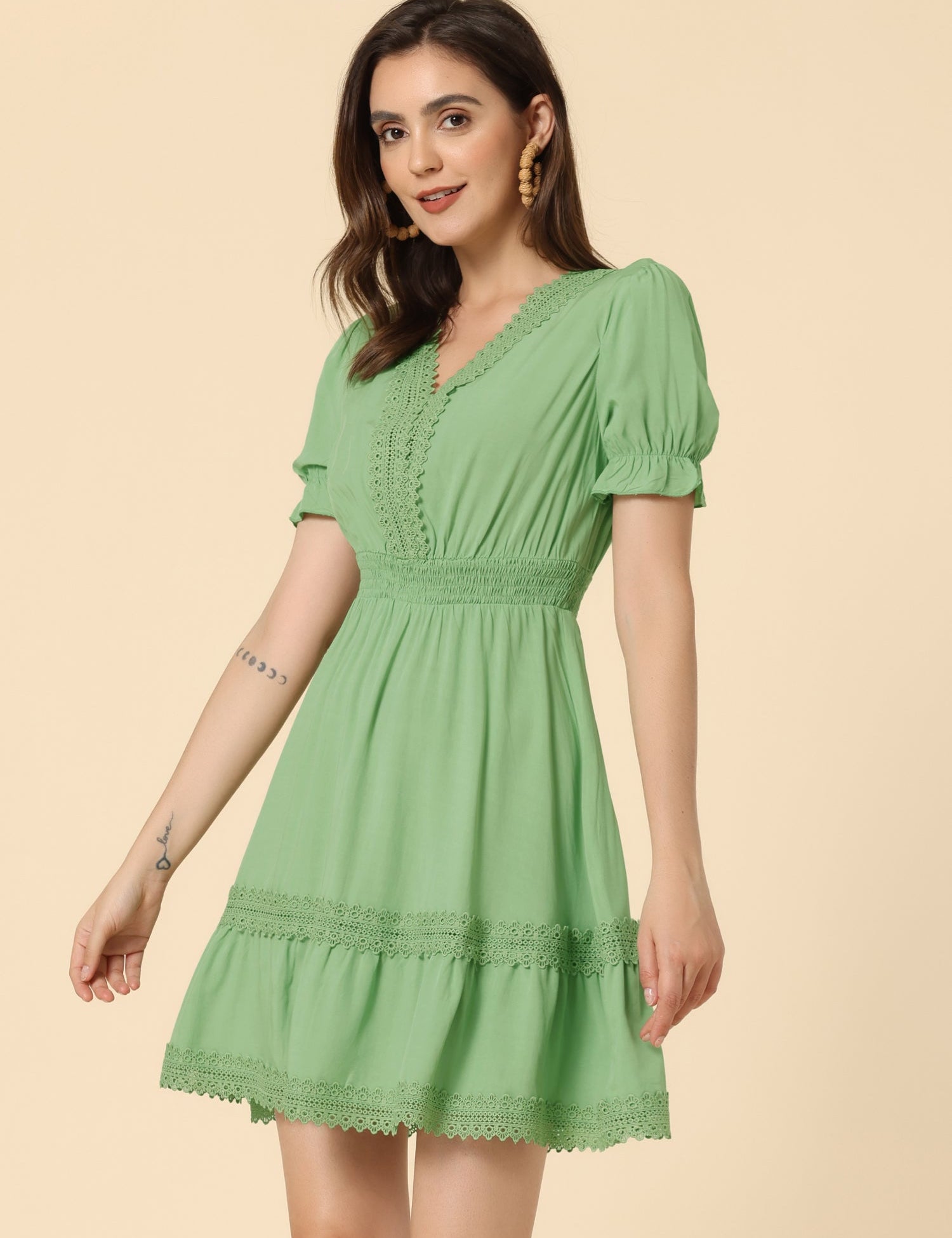 Solmira – Women’s Boho Puff Sleeve Tiered Dress