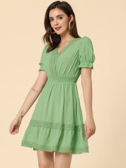 Solmira – Women’s Boho Puff Sleeve Tiered Dress