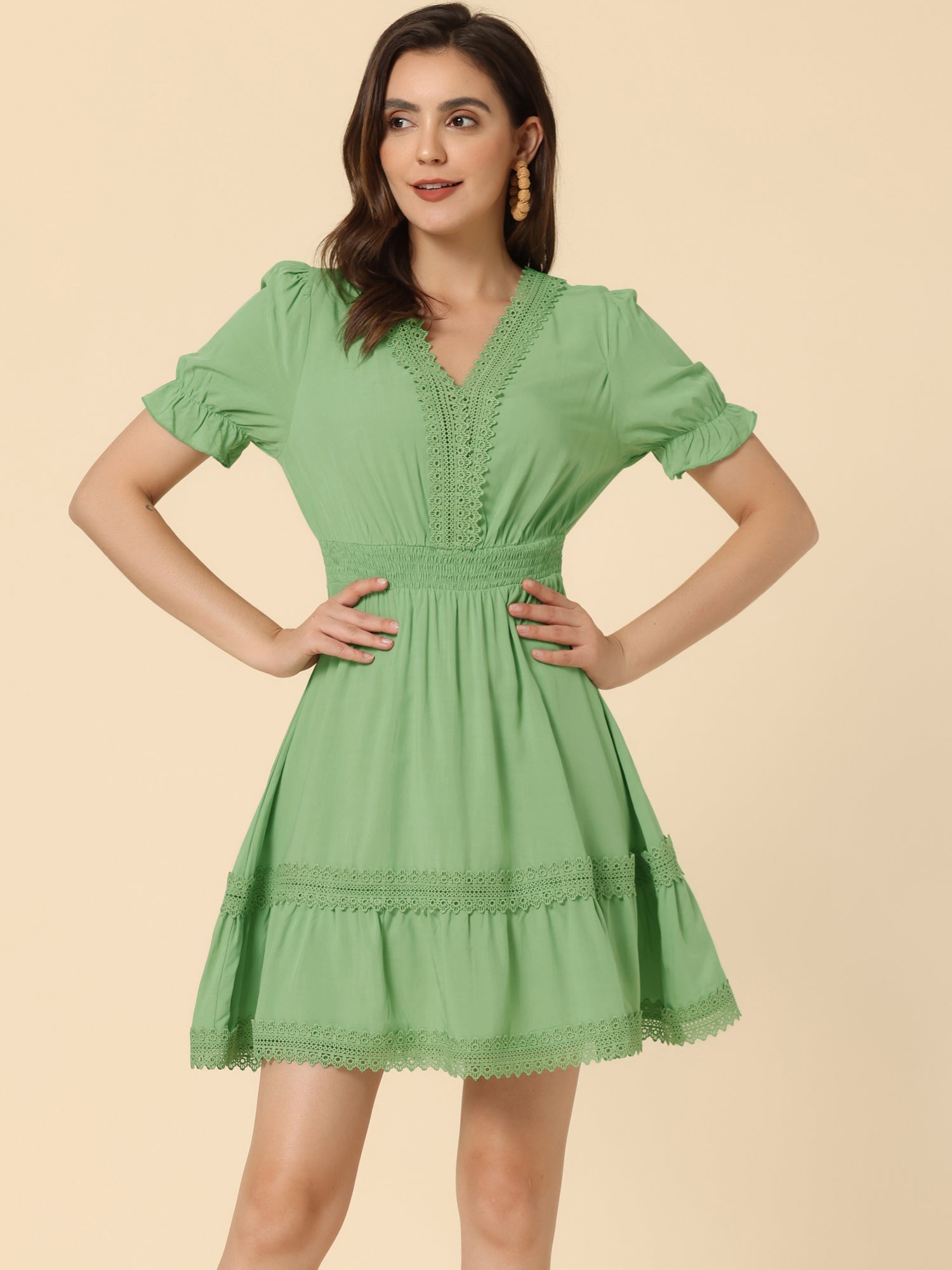 Solmira – Women’s Boho Puff Sleeve Tiered Dress