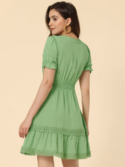 Solmira – Women’s Boho Puff Sleeve Tiered Dress