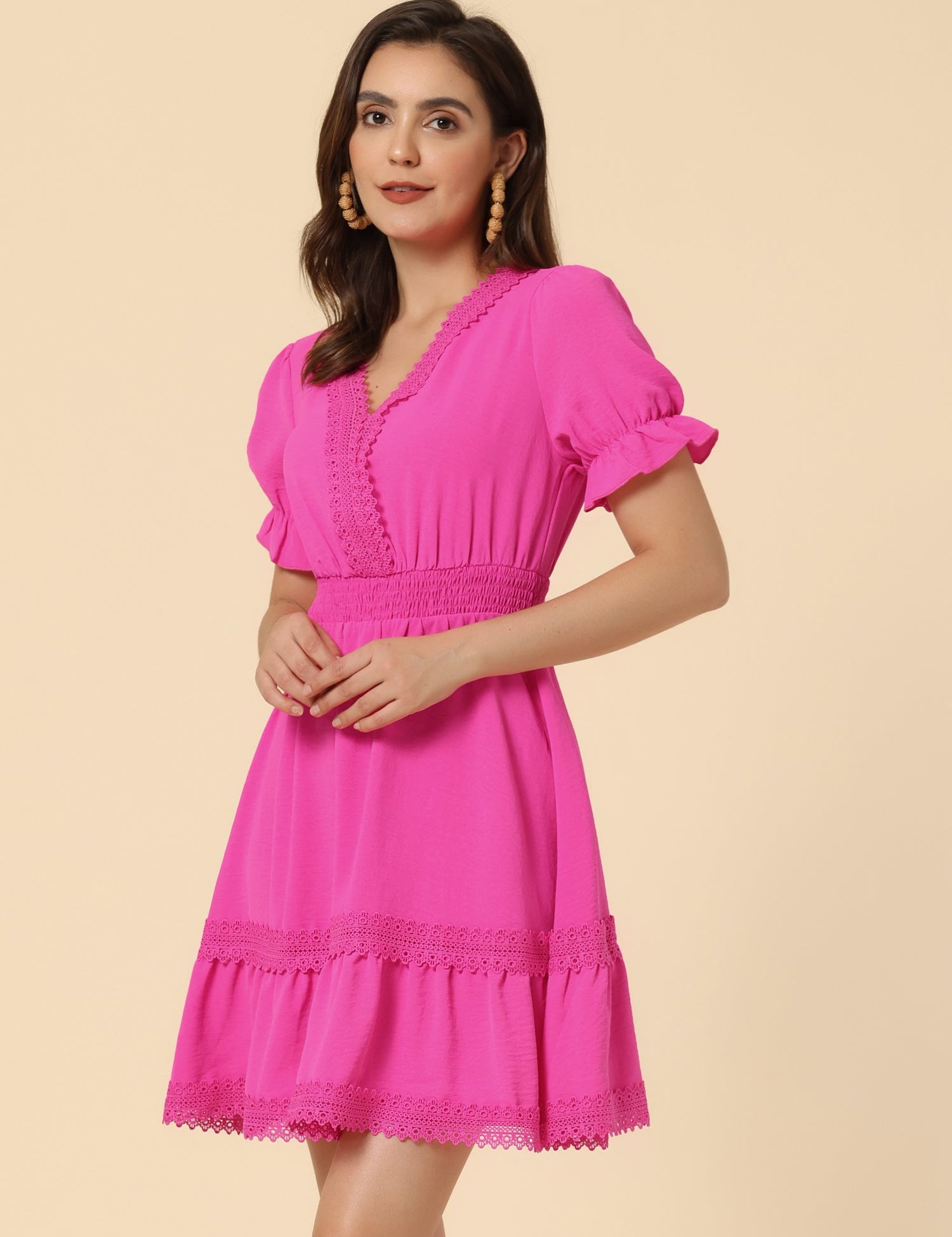 Solmira – Women’s Boho Puff Sleeve Tiered Dress