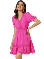 Solmira – Women’s Boho Puff Sleeve Tiered Dress