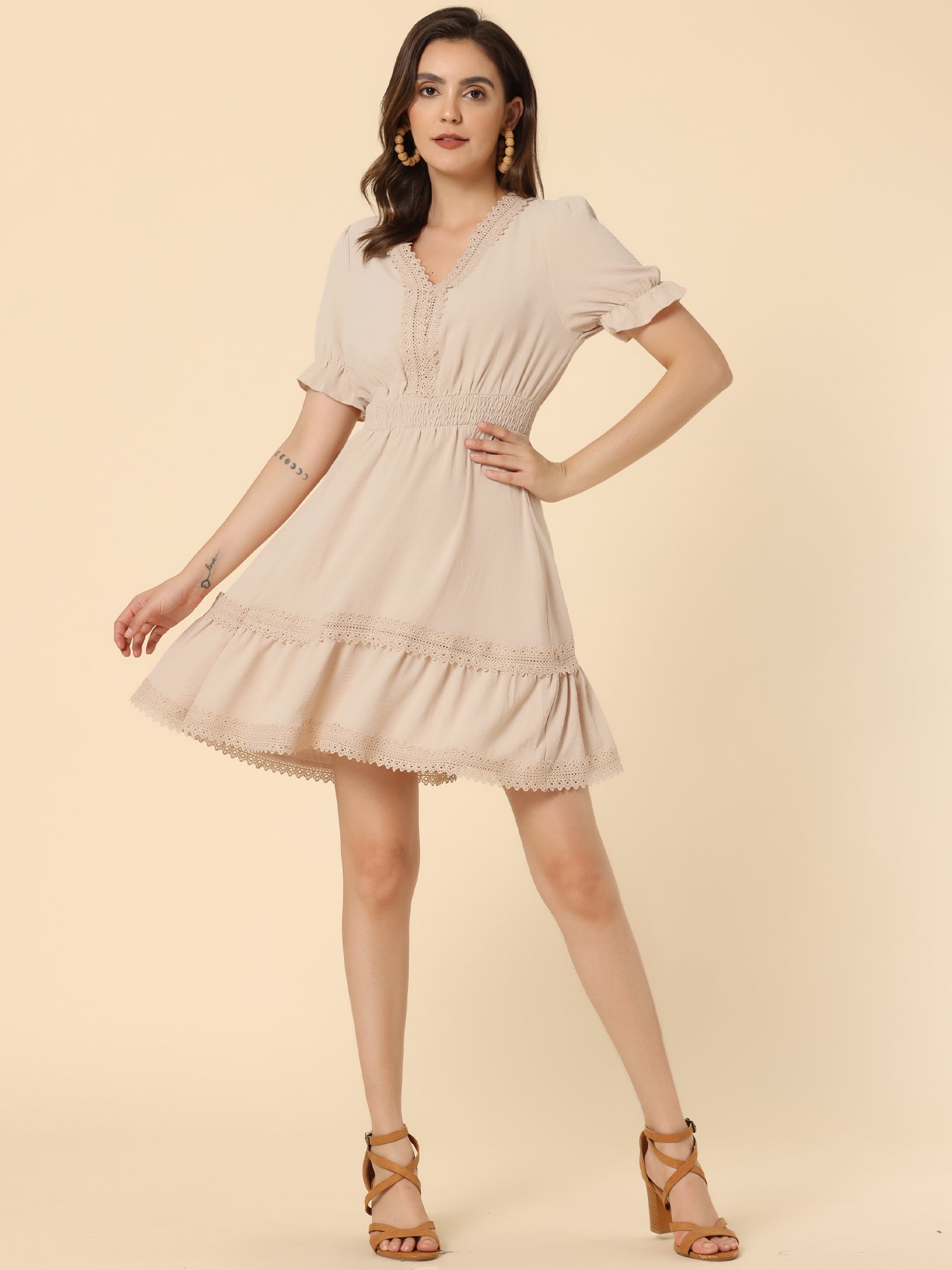 Solmira – Women’s Boho Puff Sleeve Tiered Dress