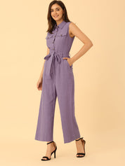 Cotviera - Women’s Button Down Wide Leg Jumpsuit
