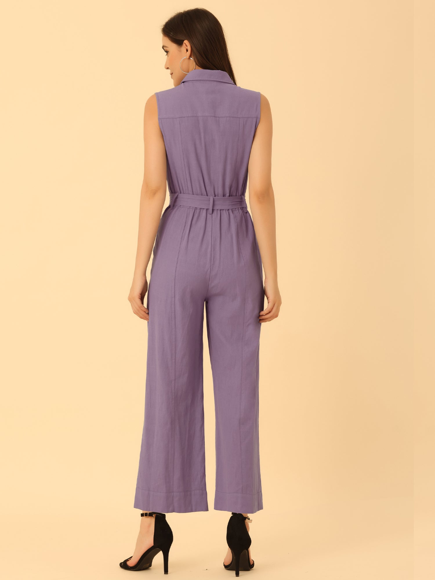 Cotviera - Women’s Button Down Wide Leg Jumpsuit