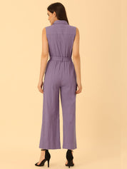 Cotviera - Women’s Button Down Wide Leg Jumpsuit