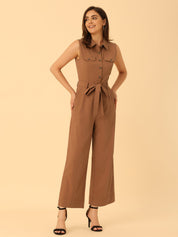 Cotviera - Women’s Button Down Wide Leg Jumpsuit