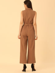 Cotviera - Women’s Button Down Wide Leg Jumpsuit