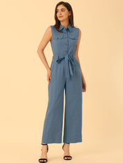 Cotviera - Women’s Button Down Wide Leg Jumpsuit