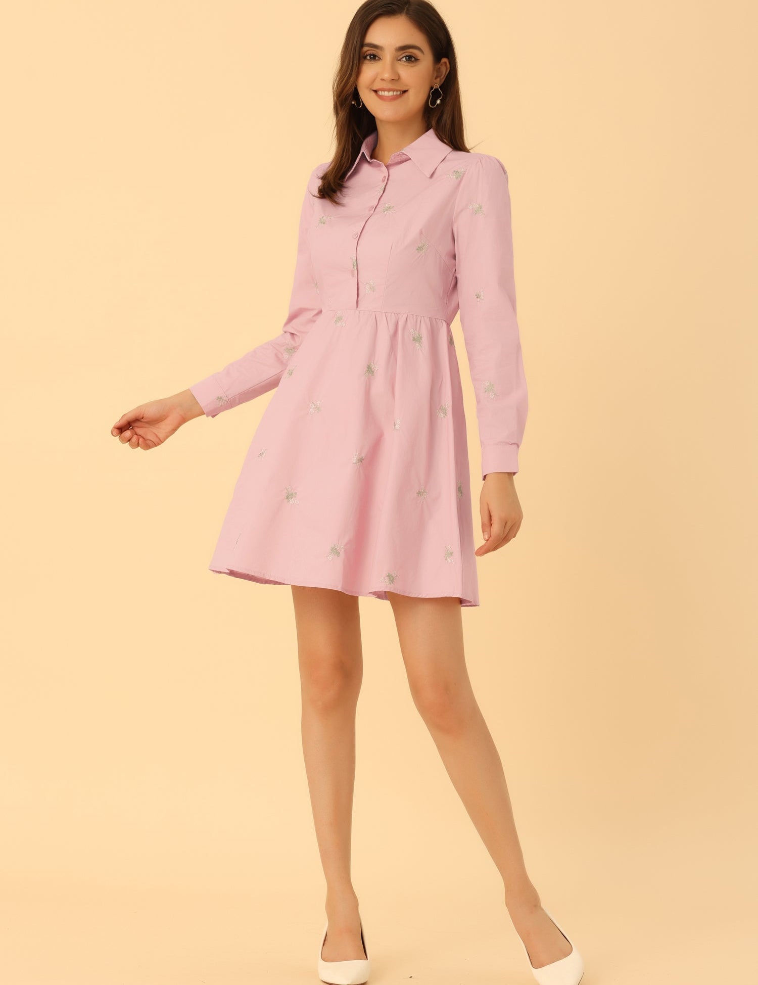 Embrovella - Women’s Embroidered Cotton Mini Dress