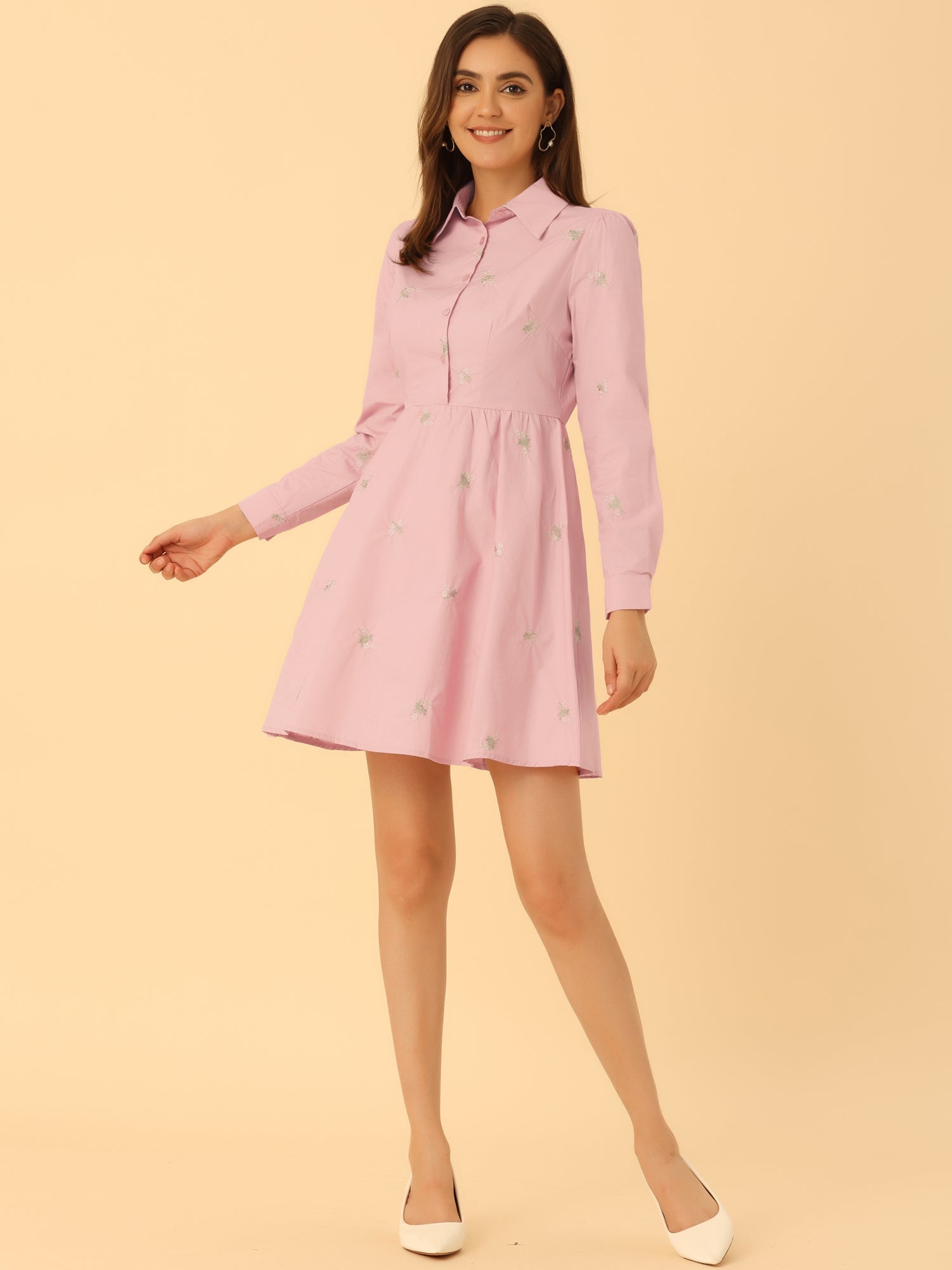 Embrovella - Women’s Embroidered Cotton Mini Dress
