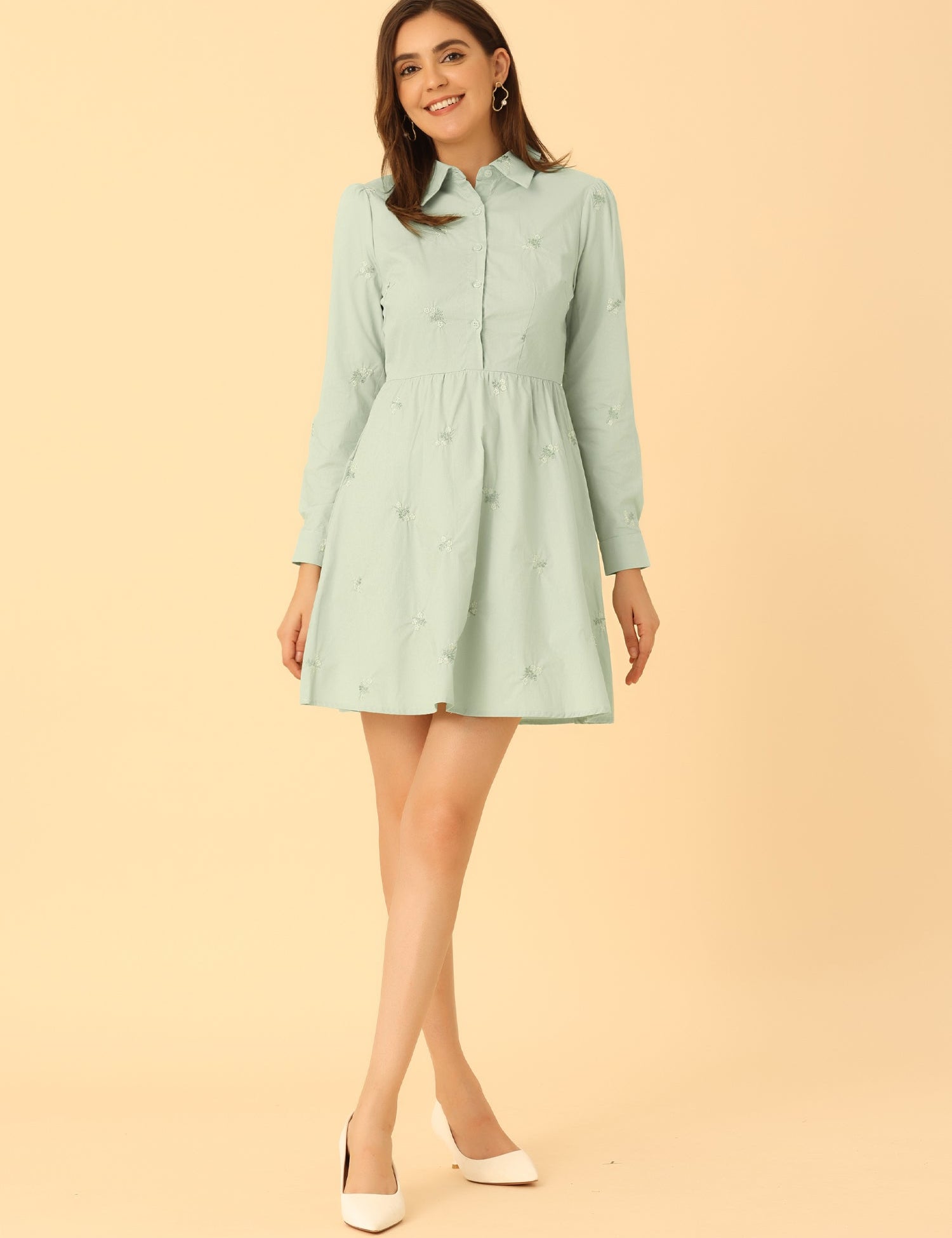 Embrovella - Women’s Embroidered Cotton Mini Dress