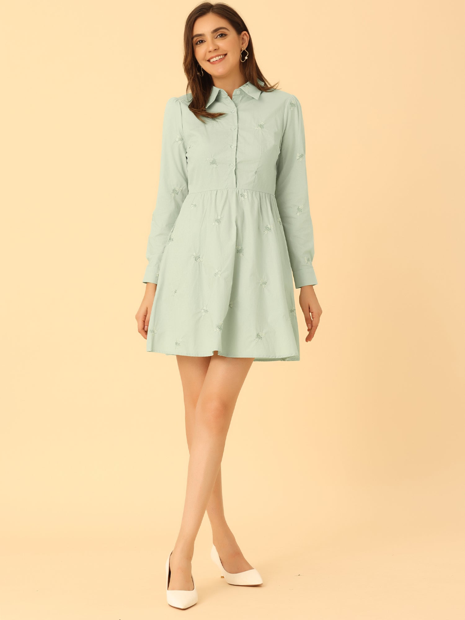 Embrovella - Women’s Embroidered Cotton Mini Dress