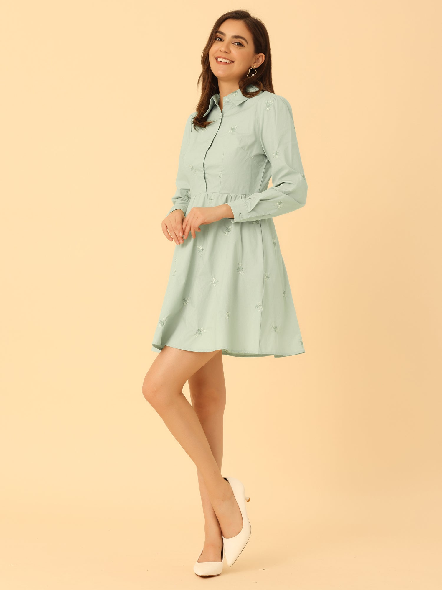 Embrovella - Women’s Embroidered Cotton Mini Dress