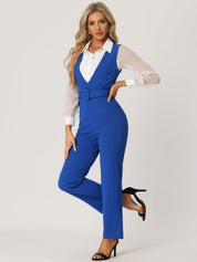 Belvessa - Women’s Belted Suspender Jumpsuit