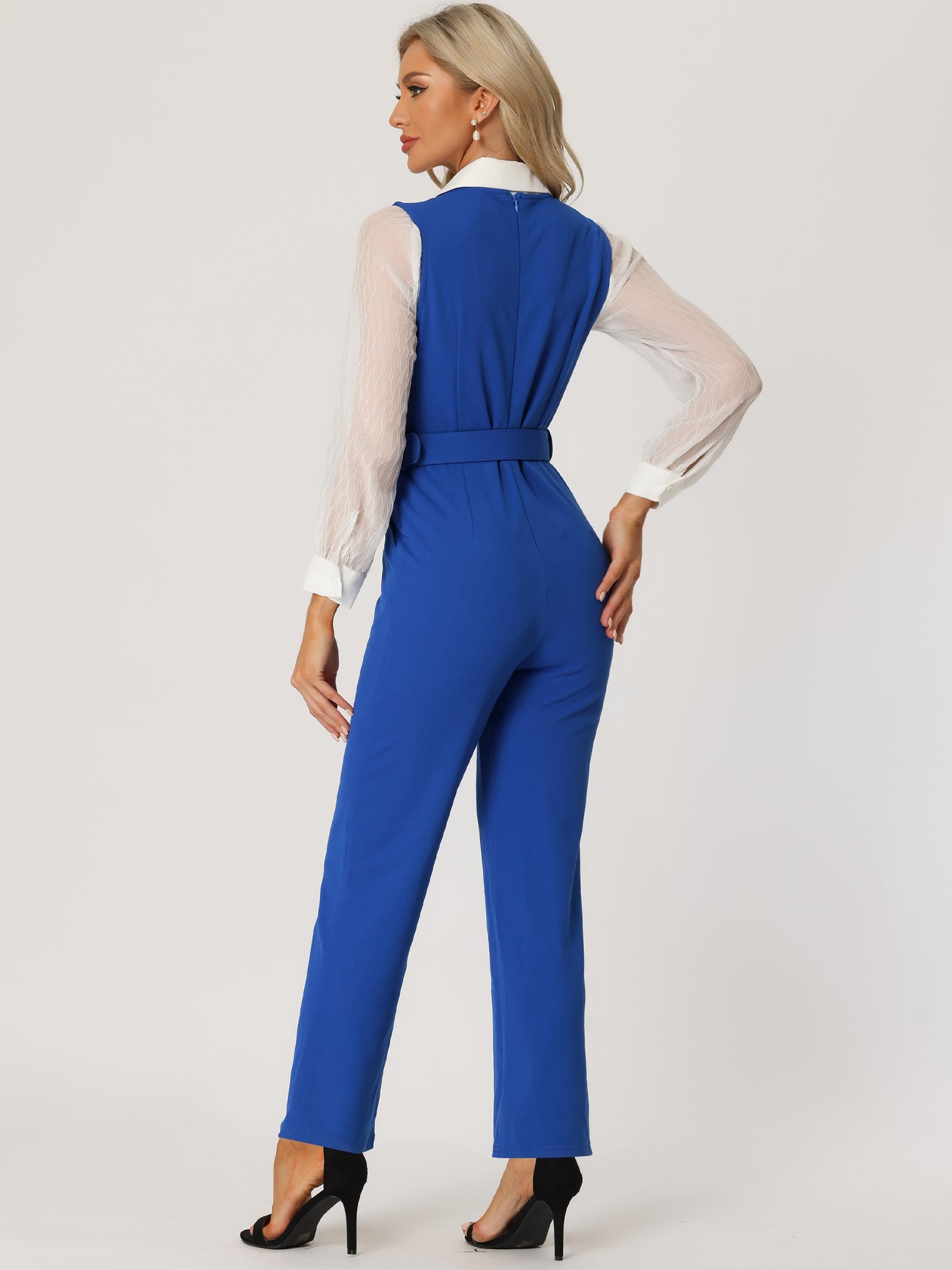 Belvessa - Women’s Belted Suspender Jumpsuit