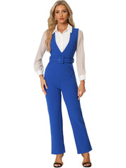 Belvessa - Women’s Belted Suspender Jumpsuit