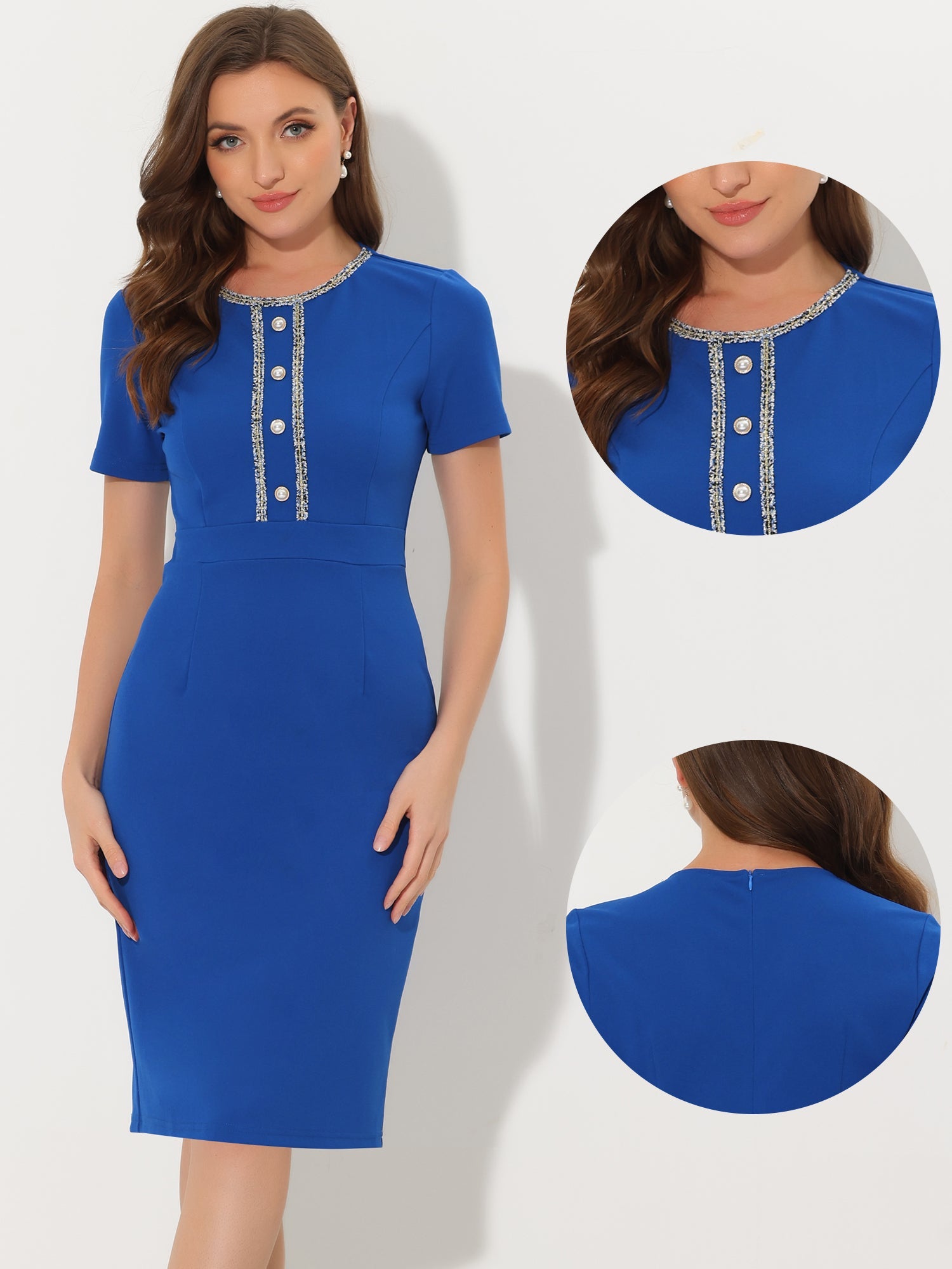 Marvella – Women’s Tweed Trim Workwear Dress