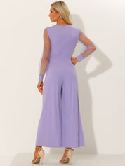 Meshvella - Women’s V-Neck Wide Leg Jumpsuit