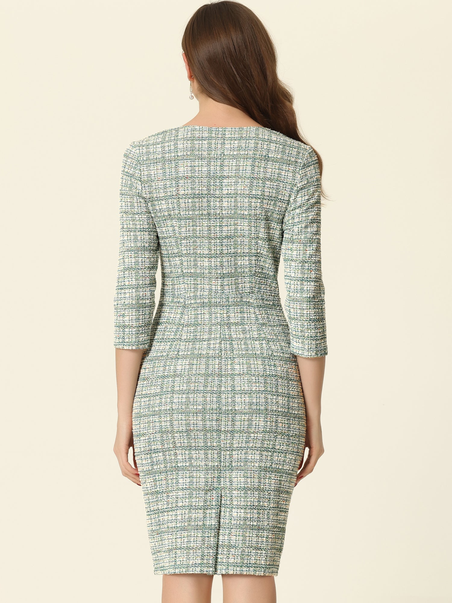Velmora – Women’s Plaid Tweed Sheath Dress