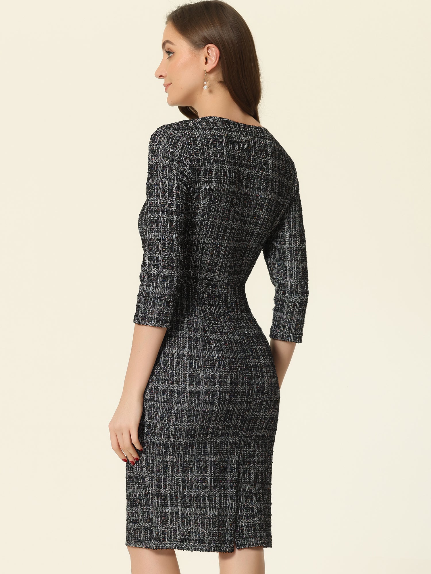 Velmora – Women’s Plaid Tweed Sheath Dress