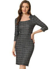 Velmora – Women’s Plaid Tweed Sheath Dress