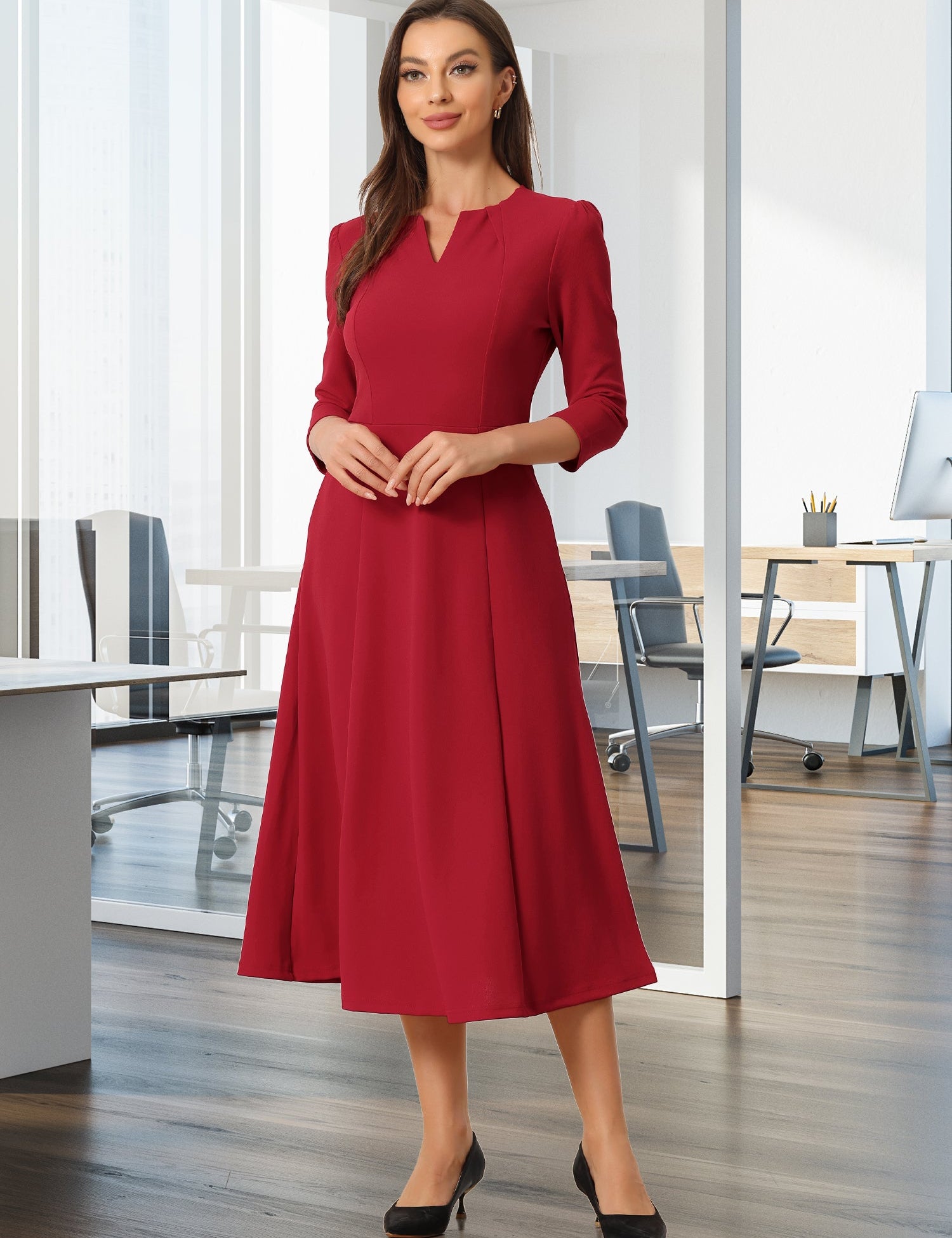 Lunavelle - Women’s A-Line Summer Midi Dress