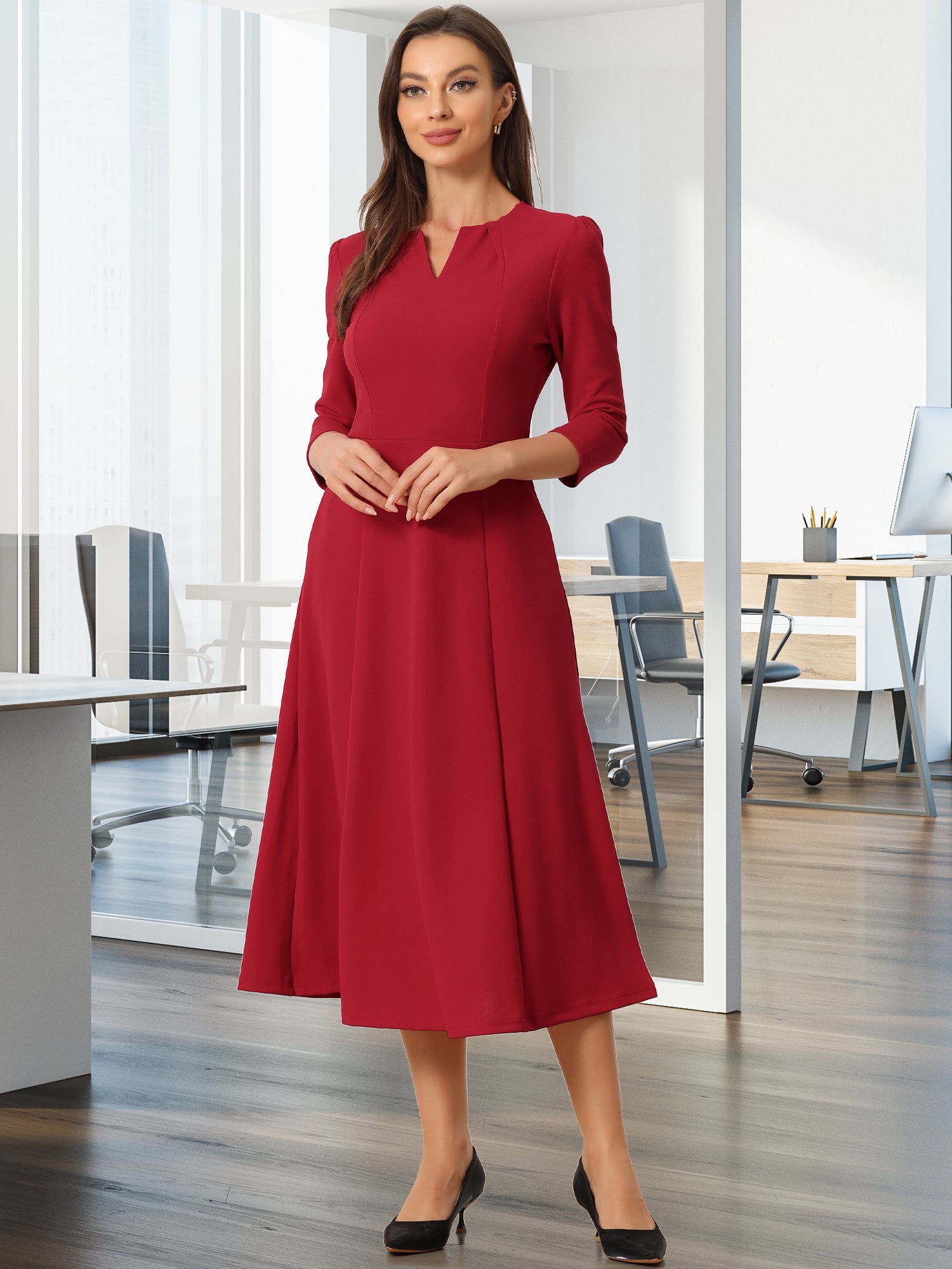 Lunavelle - Women’s A-Line Summer Midi Dress
