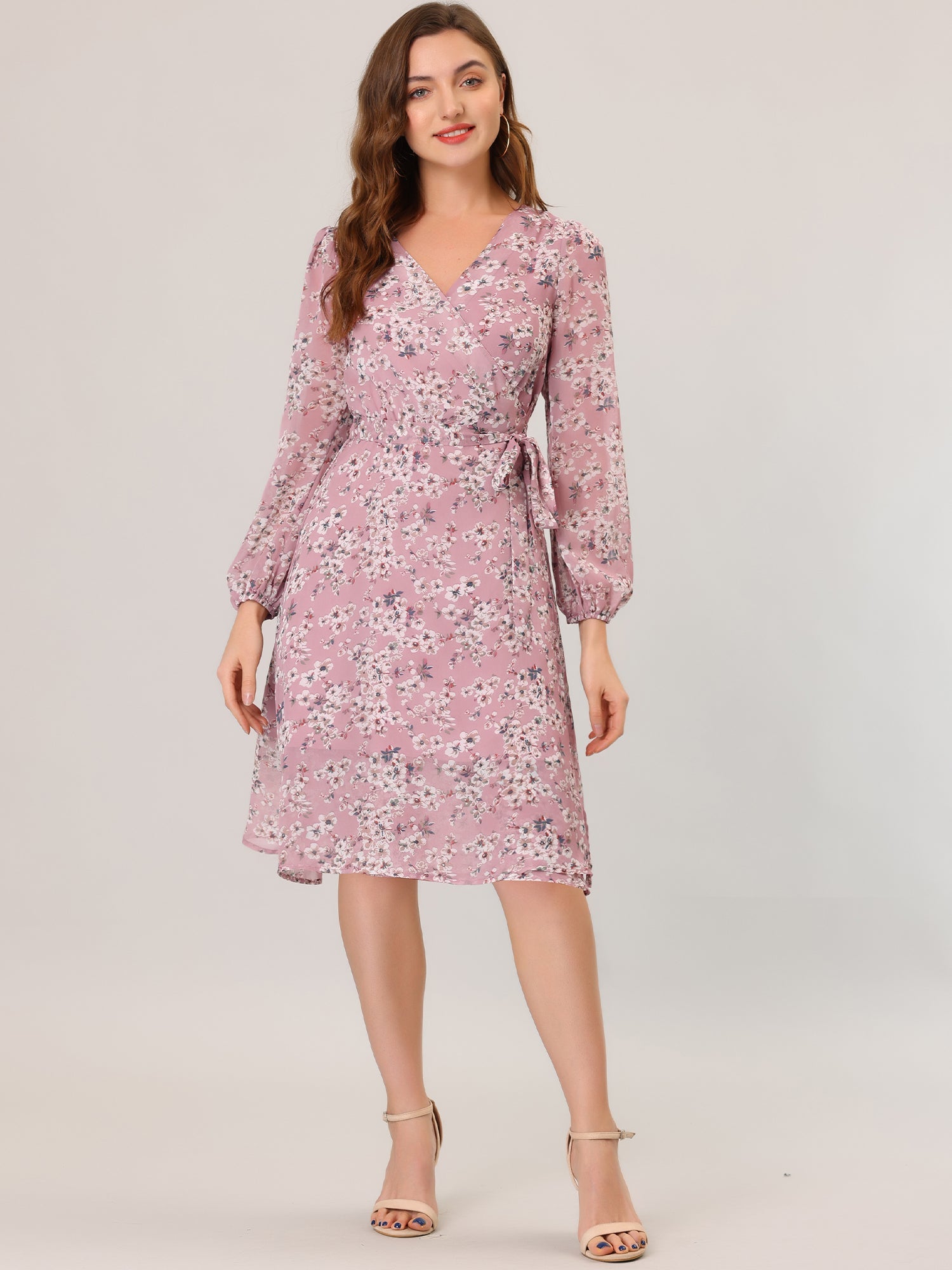 Florivelle - Women’s Wrap V-Neck Floral Midi Dress
