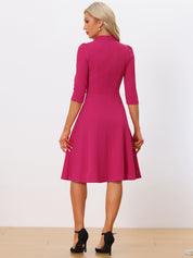 Clarivelle – Women’s Stand Collar Button Detail Dress