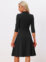 Clarivelle – Women’s Stand Collar Button Detail Dress