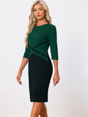Montriva – Women’s Contrast Panel Office Sheath Dress