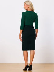 Montriva – Women’s Contrast Panel Office Sheath Dress
