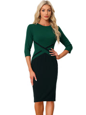 Montriva – Women’s Contrast Panel Office Sheath Dress