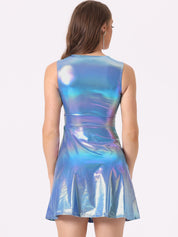 Aurexelle – Women’s Metallic High-Waist Sleeveless Dress