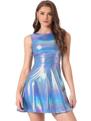 Aurexelle – Women’s Metallic High-Waist Sleeveless Dress