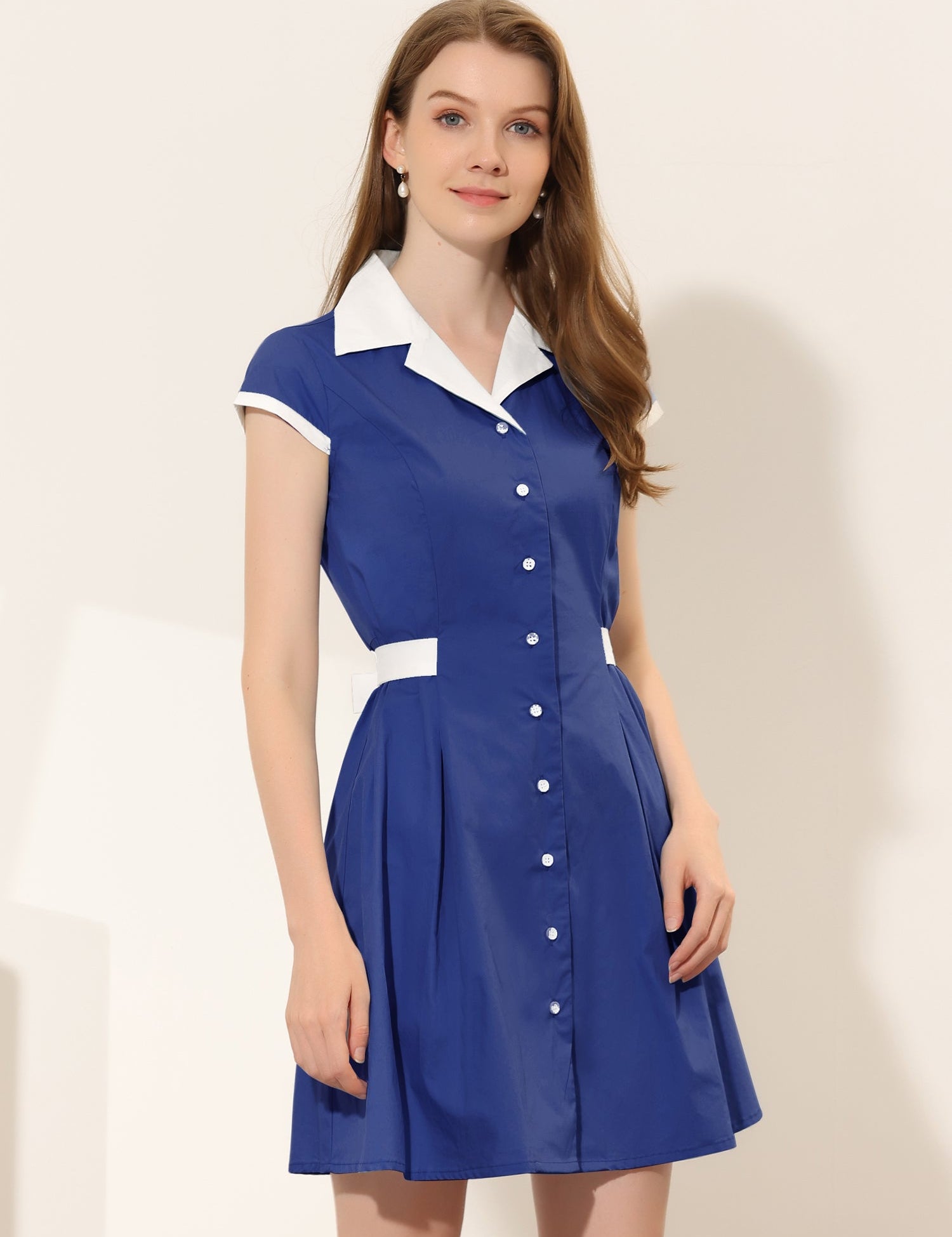 Calivra – Women’s Cotton Camp Collar Shirt Dress