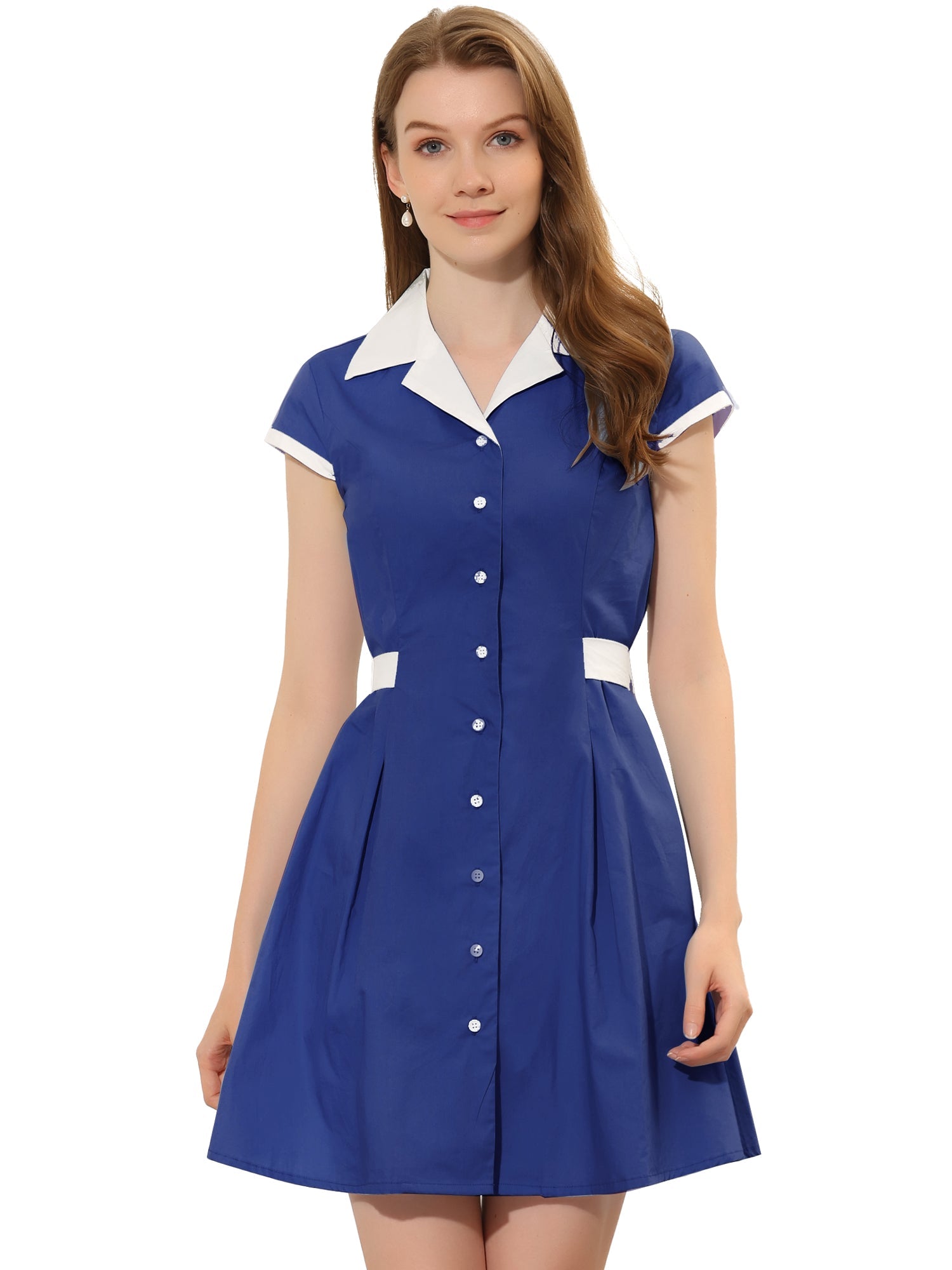 Calivra – Women’s Cotton Camp Collar Shirt Dress