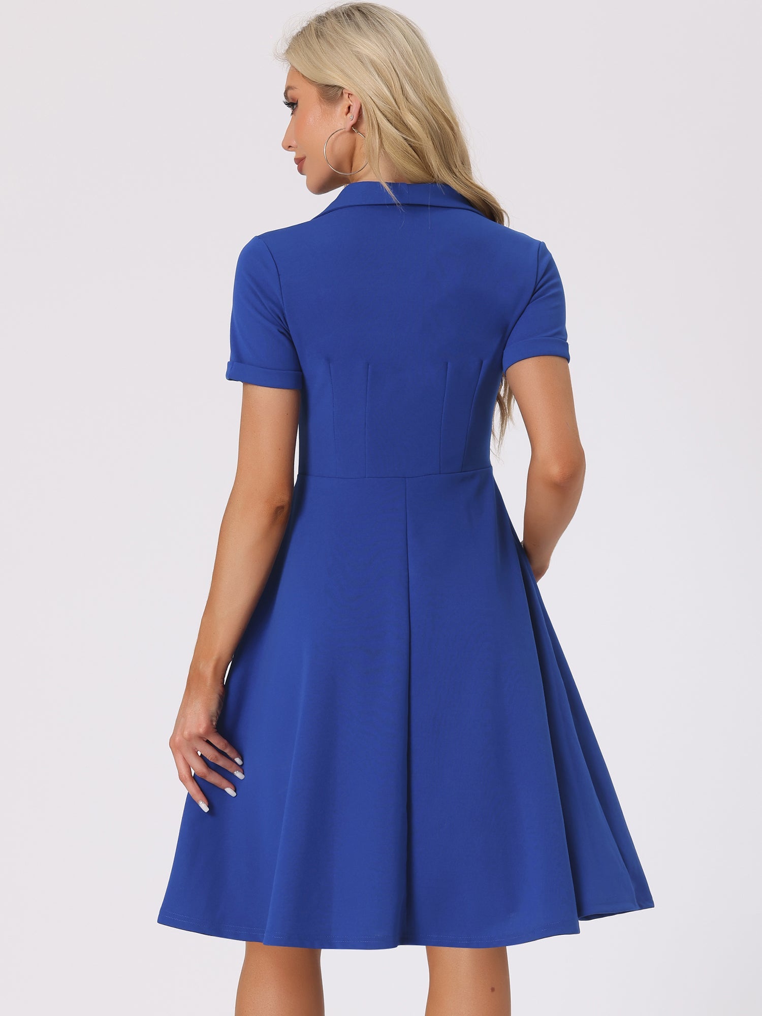 Elvaria – Women’s Vintage Collar Fit & Flare Midi Dress