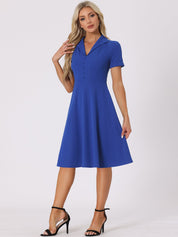 Elvaria – Women’s Vintage Collar Fit & Flare Midi Dress