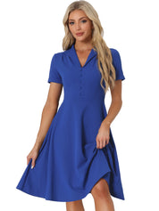 Elvaria – Women’s Vintage Collar Fit & Flare Midi Dress