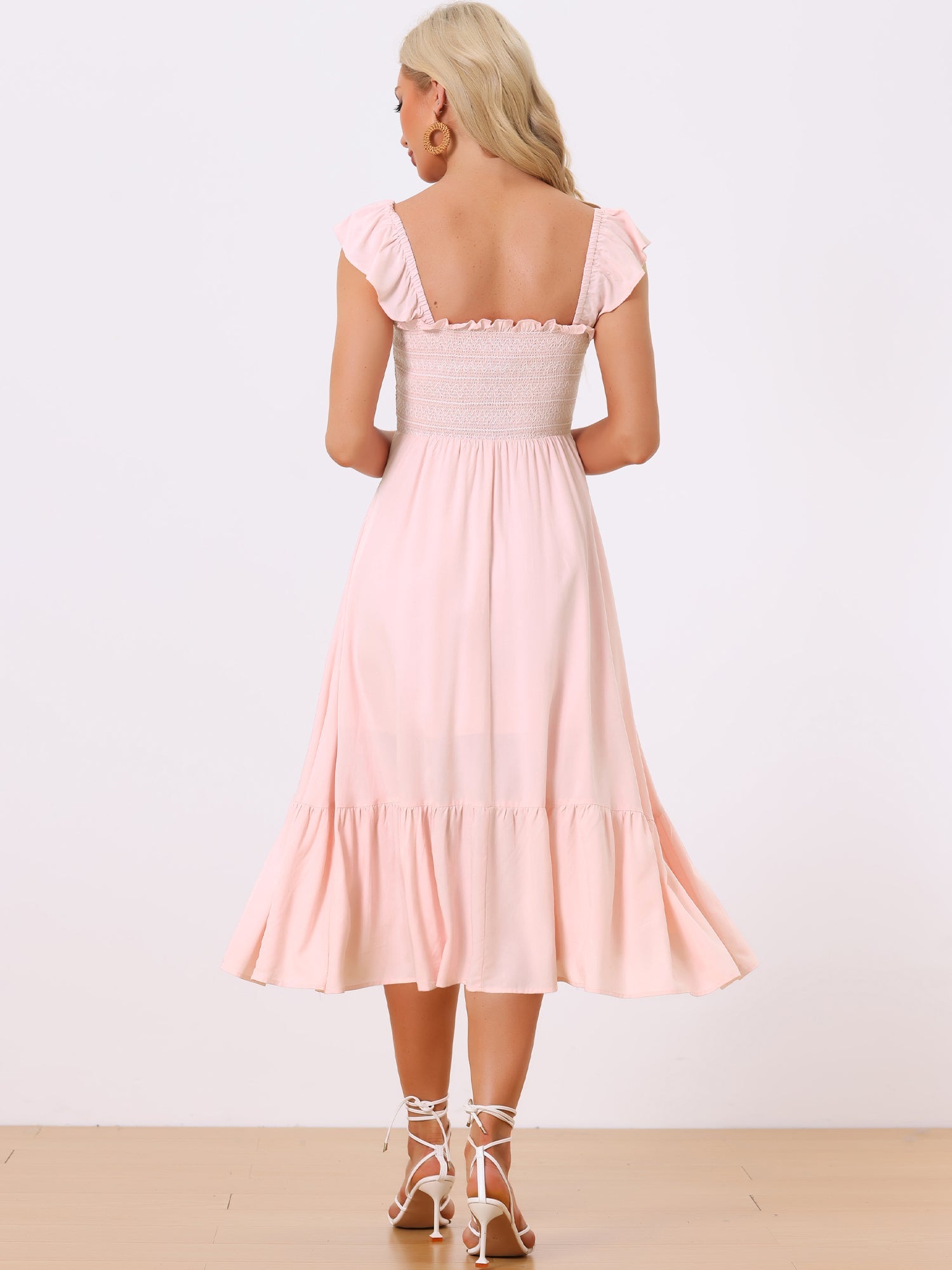 Solavira – Women’s Boho Smocked Tiered Midi Sundress