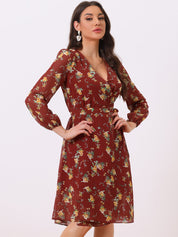 Florivelle - Women’s Wrap V-Neck Floral Midi Dress