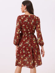 Florivelle - Women’s Wrap V-Neck Floral Midi Dress