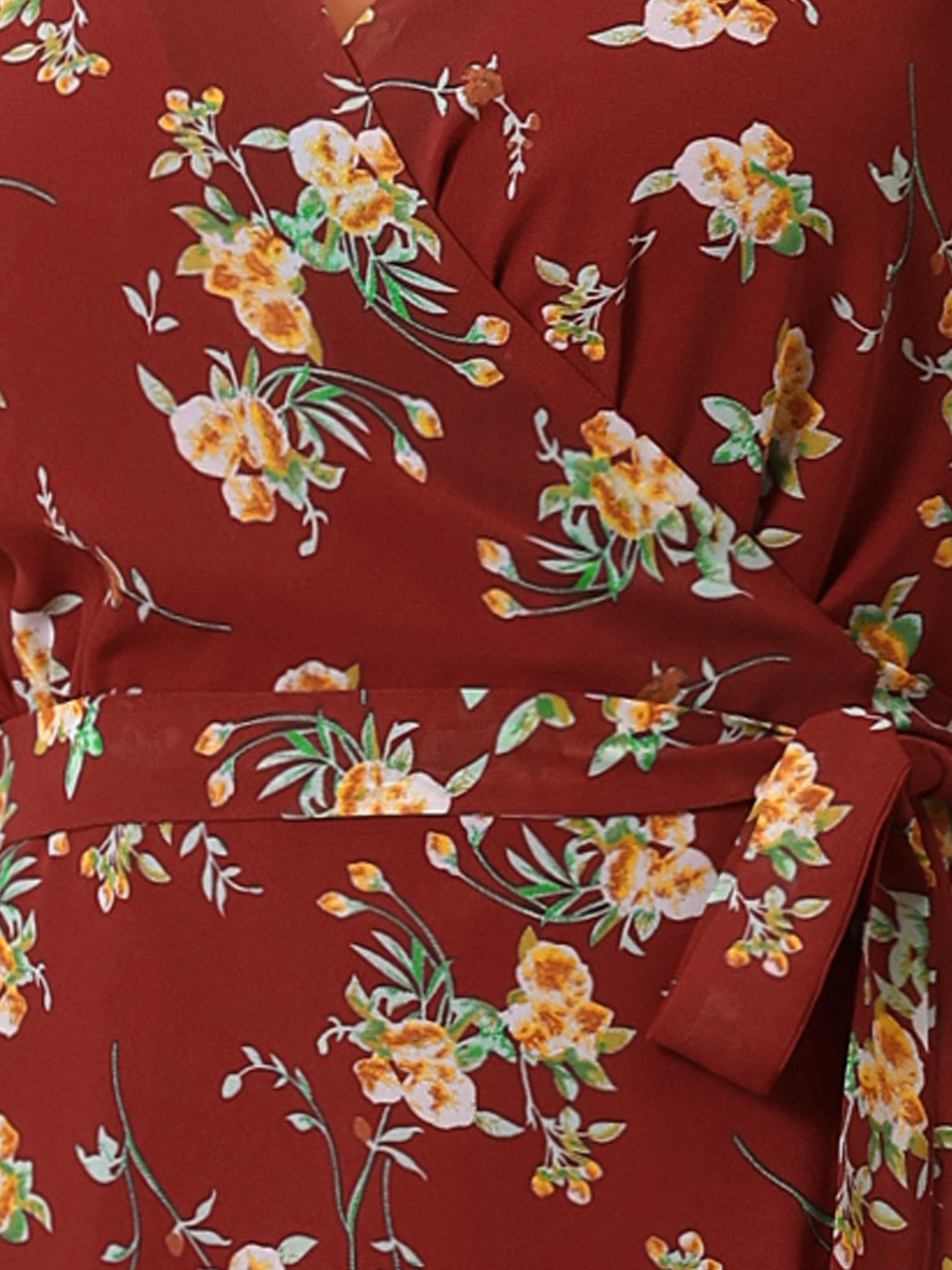 Florivelle - Women’s Wrap V-Neck Floral Midi Dress